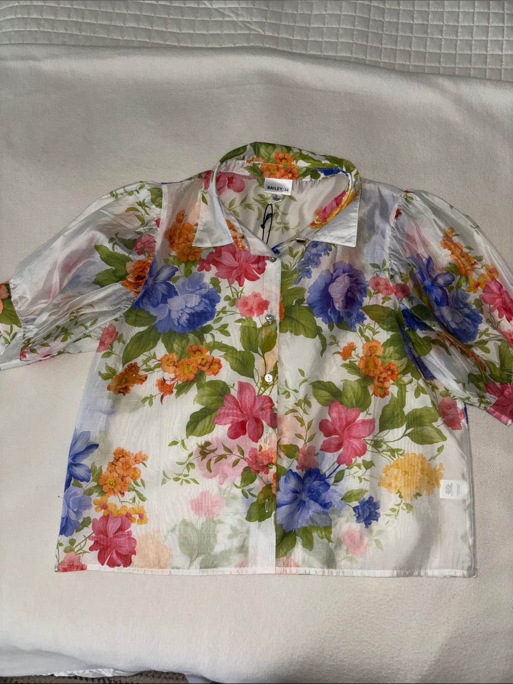 Bailey 44 Sheer Floral Button-Up Blouse - White Multi